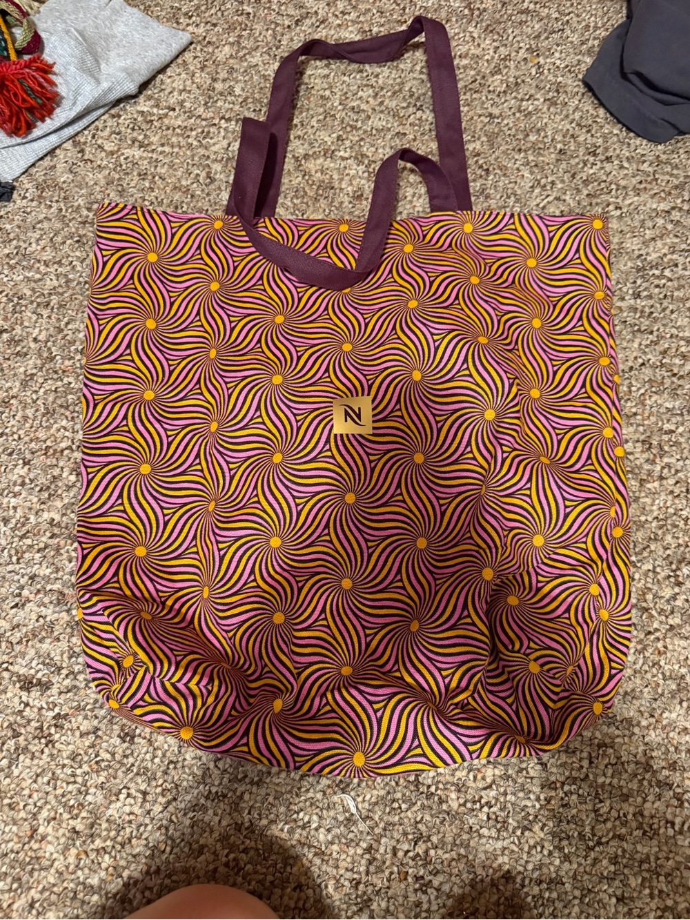 Nespresso Pink, Yellow & Plum Geometric Tote